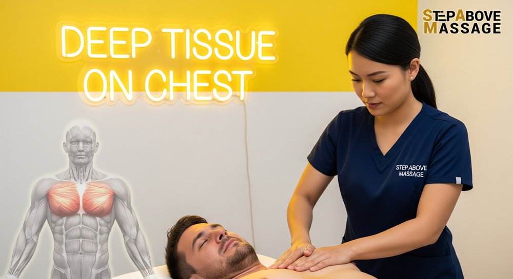 deep tissue massage on chest