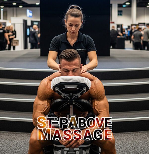 bodybuilder is getting massage