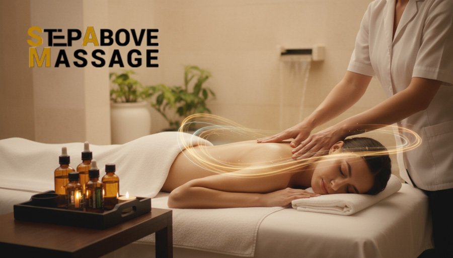 a girl is getting massage