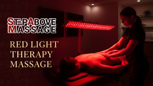 red-therapy-poster a man is getting red therapy massage