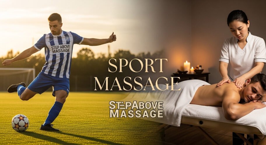 sport-massage-banner football player is getting massage